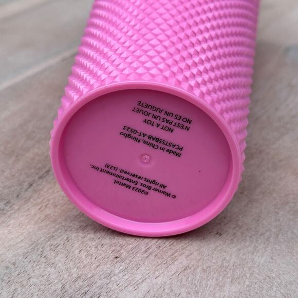 Barbie The Movie Pink Studded Tumbler Cup & Straw NIB Exclusive Acrylic Travel - Picture 4 of 13